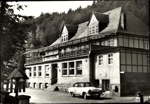 Ak Rohrbach bei Saalfeld Thüringen, Konsum Gaststätte Sorbitzgrund, Auto