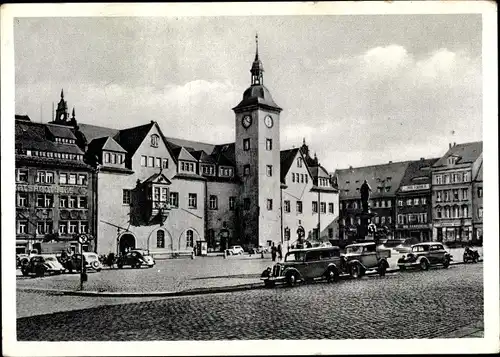 Ak Freiberg in Sachsen, Obermarkt mit Rathaus, Denkmal Otto des Reichen