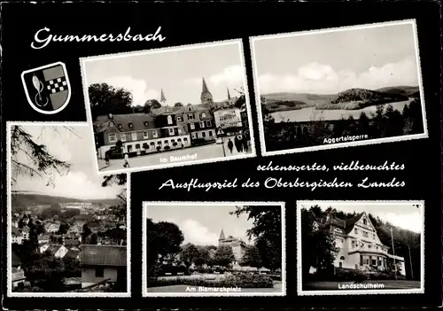 Ak Gummersbach im Oberbergischen Kreis, Am Bismarckplatz, Landschulheim, Aggertalsperre