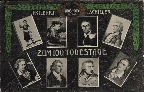Ak Dichter und Schriftsteller Friedrich von Schiller, Zum 100. Todestag 1905, Portrait