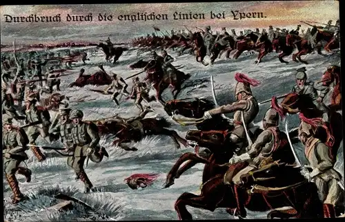 Künstler Ak Krasselt, Ypern, Durchbruch durch die engl. Linien, 1. WK