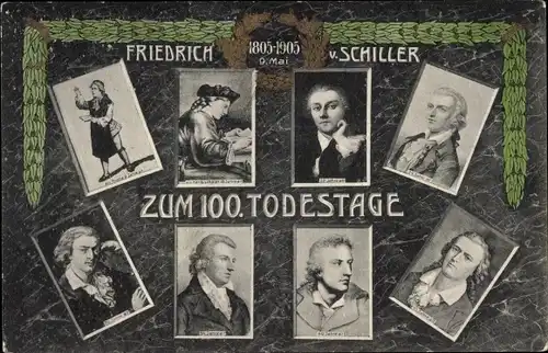 Ak Schriftsteller Friedrich von Schiller, Zum 100. Todestag 1905, Portrait