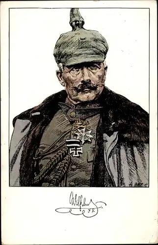 Künstler Ak Jank, Angelo, Porträt Kaiser Wilhelm II. in Felduniform
