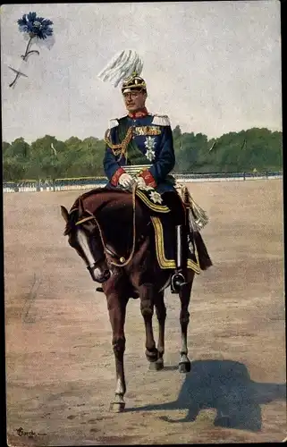 Künstler Ak König Friedrich August III. von Sachsen zu Pferde, Für unsere bedürftigen Veteranen