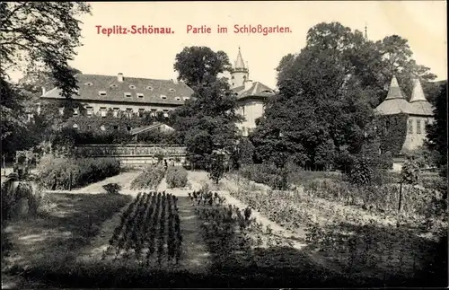 Ak Teplice Teplitz Region Aussig, Partie im Schlossgarten