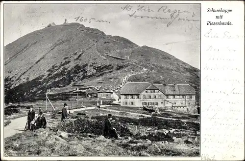 Ak Pec pod Sněžkou Petzer Riesengebirge Region Königsgrätz, Riesenbaude, Bouda v Obřím Dole