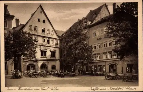 Ak Jena in Thüringen, Weinstuben von Paul Göhre, Café u. Konditorei Glasser, Markt