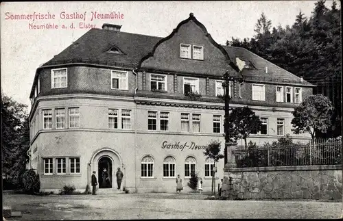 Ak Neumühle an der Weißen Elster Thüringen, Gasthof Neumühle, Sommerfrische