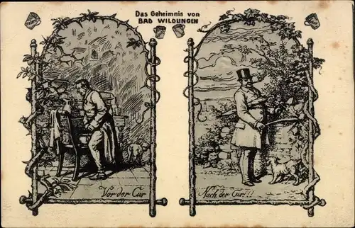 Ak Bad Wildungen in Nordhessen, Das Geheimnis von Bad Wildungen, vor und nach der Kur