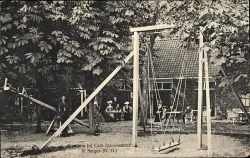 Ak Bergen aan Zee Nordholland Niederlande, Café Duinvermaak, Spielplatz