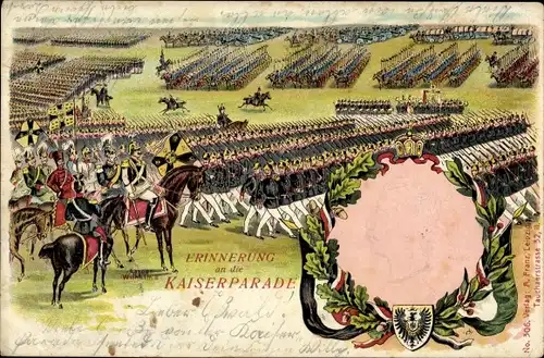Präge Litho Kaiserparade, Kaiser Wilhelm II.