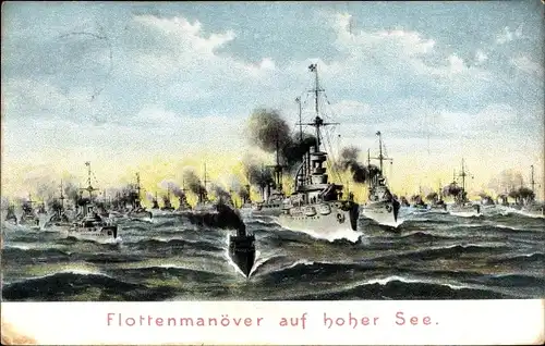Ak Deutsche Kriegsschiffe, Flottenmanöver auf hoher See