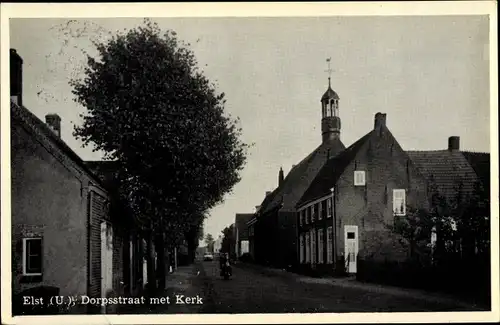 Ak Elst Utrecht Niederlande, Dorpsstraat met Kerk