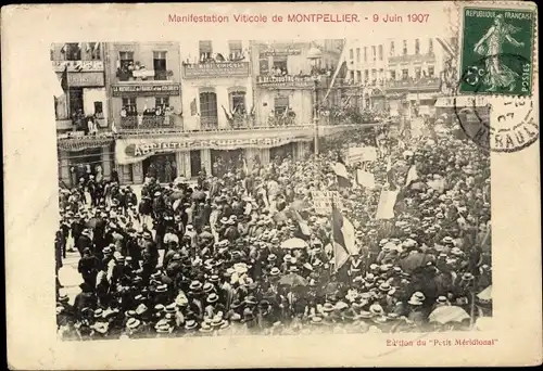 Ak Montpellier Herault, Manifestation Viticole 1907