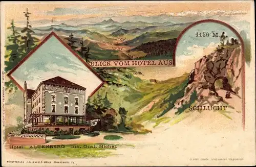 Litho Vosges, Schlucht, Panorama, Hotel Altenberg