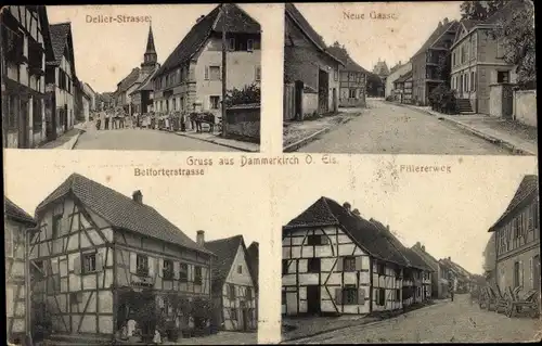 Ak Dannemarie Dammerkirch Elsass Haut Rhin, Neue Gasse, Deller Straße, Belforterstraße