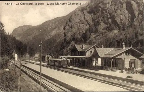 Ak Le Châtelard Kanton Wallis Schweiz, La Gare, Ligne Martigny-Chamonix