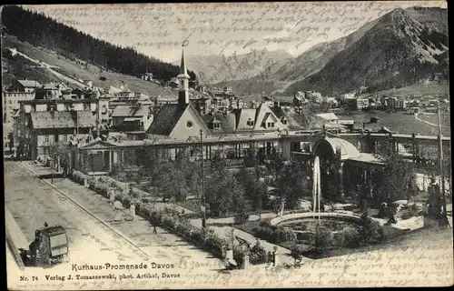 Ak Davos Kanton Graubünden, Kurhaus-Promenade
