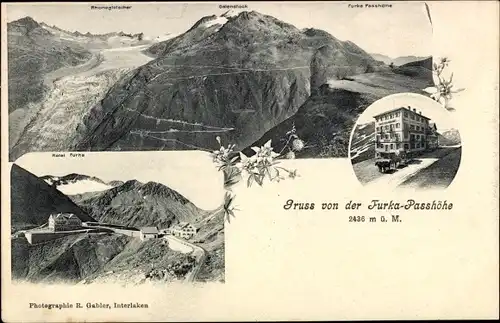 Ak Furka Kanton Uri, Furka Passhöhe, Hotel Furka, Pension Furkablick, Gletscher