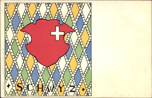 Wappen Ak Kanton Schwyz Schweiz, Kanton-Wappen, Kreuz