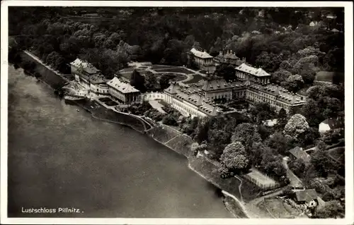 Ak Dresden Pillnitz, Lustschloss, Luftbild