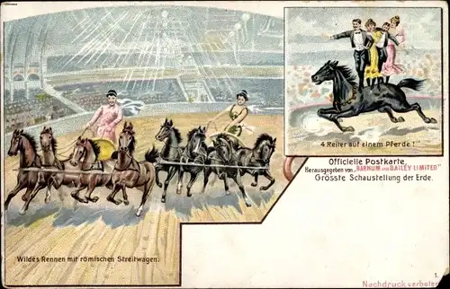 Litho Barnum and Bailey Limited, Zirkus, Größte Schaustellung der Erde, Pferde