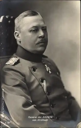 Ak General der Artillerie Hans von Kirchbach, Portrait in Uniform