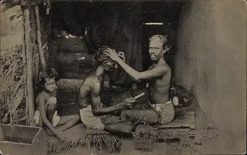 Ak Colombo Ceylon Sri Lanka, Tamil Barber at Work