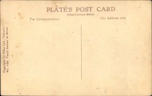 Ak Colombo Ceylon Sri Lanka, Tamil Barber at Work