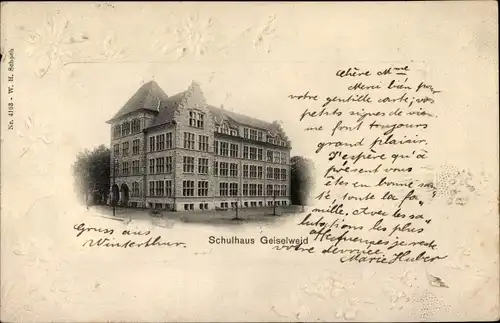 Präge Ak Winterthur Kt Zürich Schweiz, Schulhaus Geiselweid