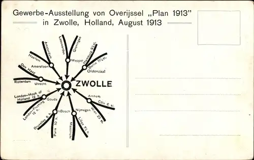 Landkarten Ak Zwolle Overijssel,Overijsselsche Nijverheids Tentoonstelling Plan 1913, Stadtansichten