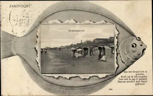 Passepartout Ak Zandvoort Nordholland Niederlande, Strandpartie, Flunder