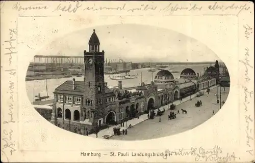 Präge Ak Hamburg Mitte St. Pauli, Landungsbrücken