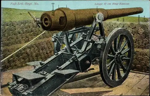 Ak Waffen im Kaiserreich, Fuß Artl. Regt. No. 3, Länge 15 cm, Ring Kanone