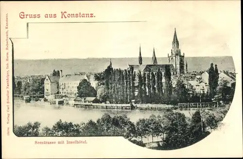 Ak Konstanz am Bodensee, Seestraße und Inselhotel