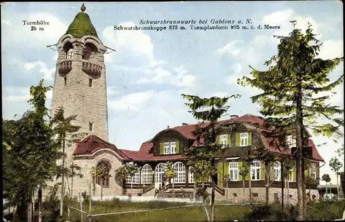 Ak Jablonec nad Nisou Gablonz an der Neiße Region Reichenberg, Schwarzbrunnwarte