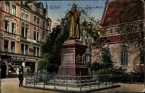 Ak Erfurt in Thüringen, Lutherdenkmal, G. Paul Ritter, G. L. F. Frankenberger