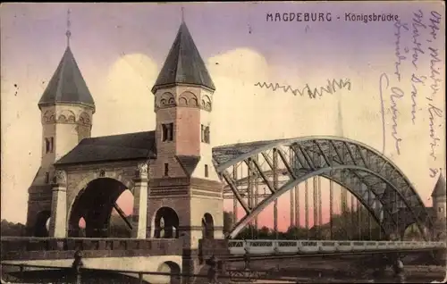 Ak Magdeburg, Gesamtansicht der Königsbrücke