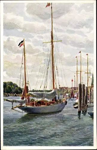 Ak Ostseebad Travemünde Lübeck, Segelboote im Yachthafen