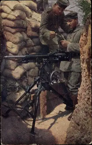 Ak Wirklichkeitsbilder vom Kriegsschauplatz, Erbeutetes feindliches Maschinengewehr, I WK