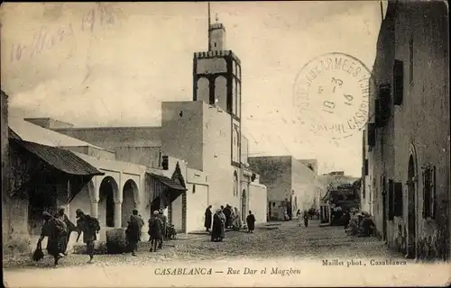 Ak Casablanca Marokko, Rue Dar el Magzhen