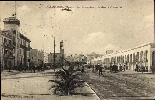 Ak Casablanca Marokko, Le Boulevard du 4e Zouaves, La Cannebiere