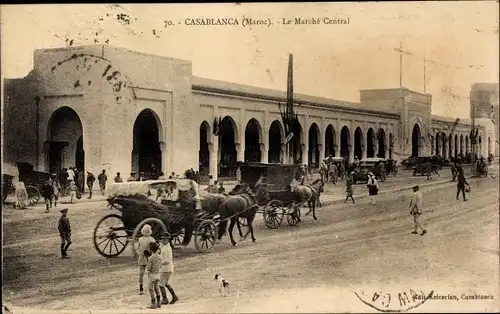 Ak Casablanca Marokko, Le Marché Central, Kutsche