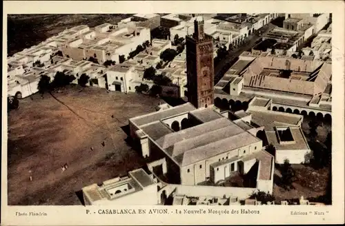 Ak Casablanca Marokko, La Nouvelle Mosquee des Habous, Luftbild