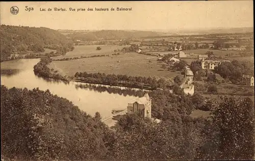Ak Spa Wallonien Lüttich, Lac de Warfaz, Vue prise des hauteurs de Balmoral