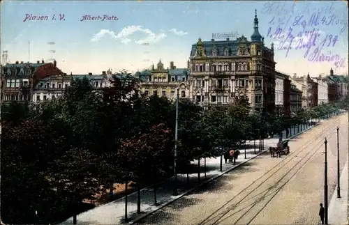 Ak Plauen im Vogtland, Partie am Albert Platz, Hotel