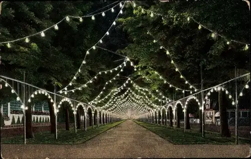 Ak Dresden, Internationale Hygieneausstellung 1911, Illumination der Herkulesallee