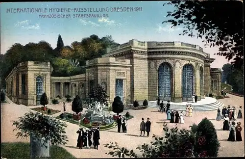 Ak Dresden, Internationale Hygiene Ausstellung 1911, Französischer Staatspavillon