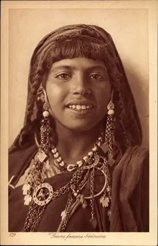 Ak Maghreb, Jeune femme bédouine, Junge Beduinin, Portrait, Lehnert & Landrock 109
