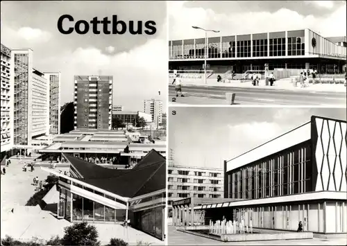 Ak Cottbus, Zentrum, Bahnhof, Stadthalle